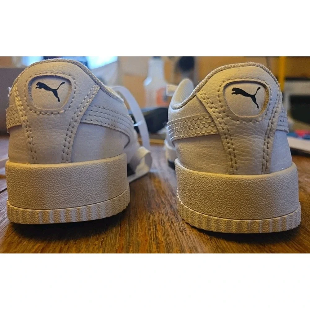 Puma Carina Street Lace Up Youth White Sneakers Casual‎ Shoes Size 3c